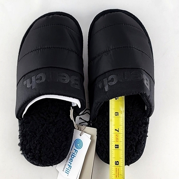 BENCH Kids Black Sherpa Quilted Puffer Slide On Slippers Fiber  Fill Size S / M - Picture 9 of 10